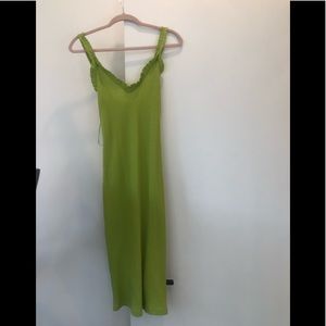 Never worn bright green Zara midi dress